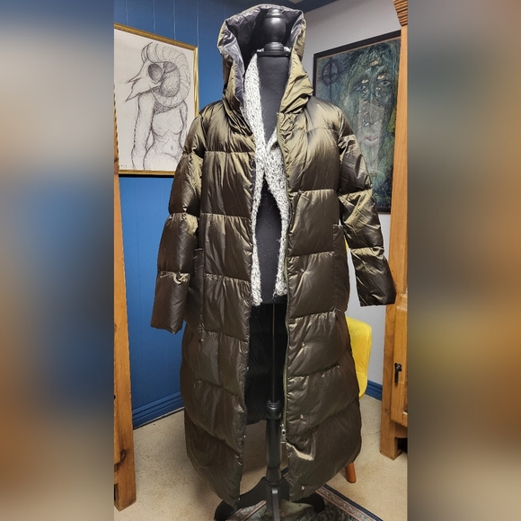 Nap Jackets & Blazers - Nap Green Lightweight Quilted Shell Down Coat Size L